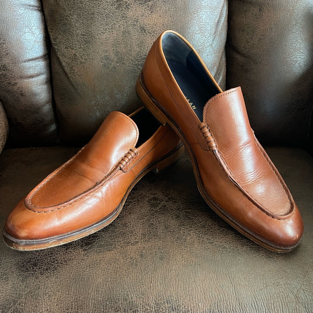 Cole Haan Hamilton Grand Venetian British Tan Leather Loafers